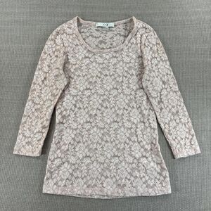 XXI Cottage Lace Grunge Layering Top Light Pink Sweet Fairy Long Sleeve Shirt S